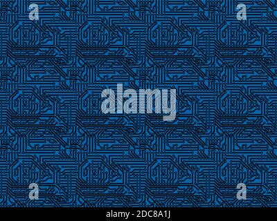 Circuit board on a blue background. Stock Vector