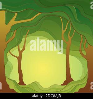 Beautiful colorful abstract graphic illustration with trees Stock Vector