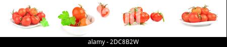 Collage of chery tomatoes isolated on a white background cutout Stock Photo