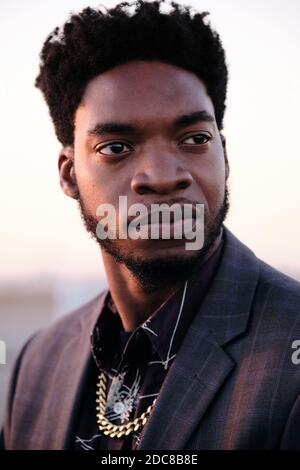 African American business Man at Sunset Stock Photo