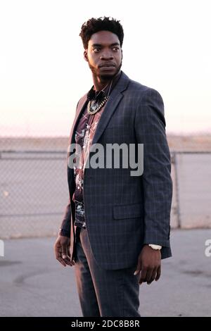 African American business Man at Sunset Stock Photo