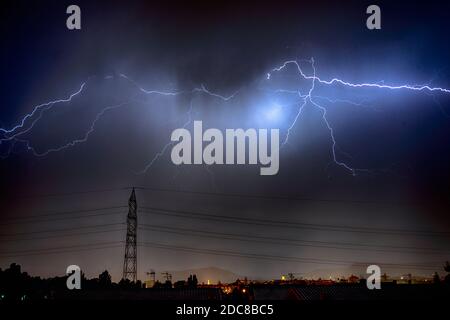 A big electric storm over the city Stock Photo