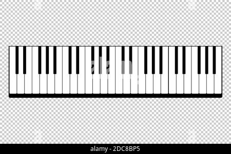 Piano keys black and white on a transparent background. Vector object. Stock Vector