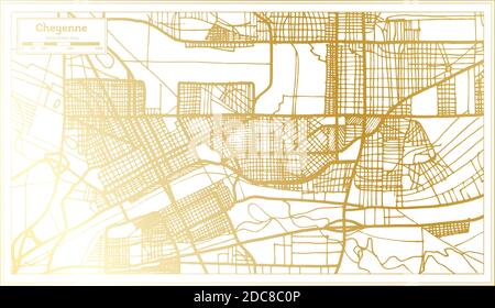 Cheyenne USA City Map in Retro Style in Golden Color. Outline Map. Vector Illustration. Stock Vector