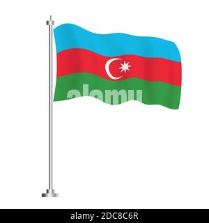 Azerbaijani Flag. Isolated Wave Flag of Azerbaijan Country. Vector Illustration. Independence Day. Stock Vector