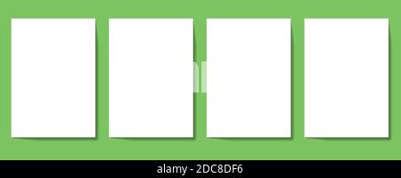 Illustration of Isolated Vector Poster Mockup Set. Realistic Vector Set Paper Posters Isolated on green Background Stock Vector