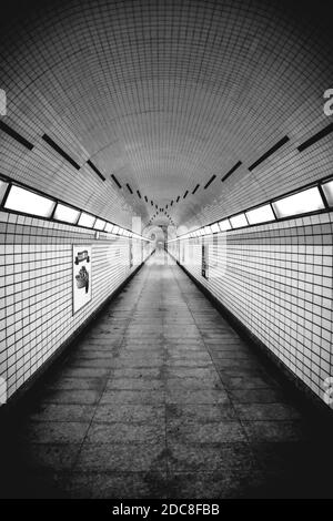 underground commuter subway train tunnel in the city Stock Photo