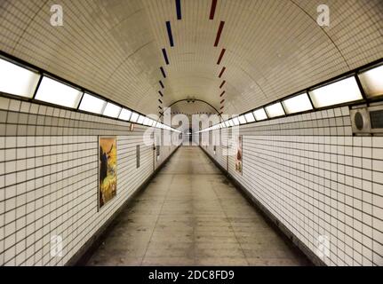 underground commuter subway train tunnel in the city Stock Photo