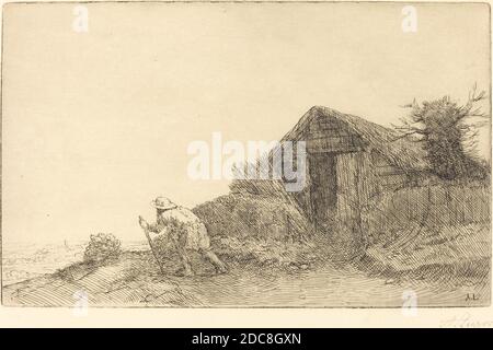 Alphonse Legros, (artist), French, 1837 - 1911, Along the Top of the Hill (Sur le haut de la colline), etching Stock Photo