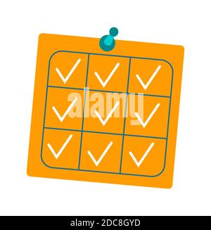 Deadline and time management business concept vector. To do card attached to wall board using pin, cartoon illustration isolated on white background Stock Vector