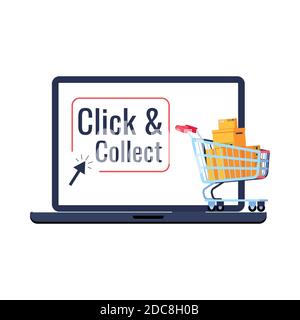 Click and collect retail delivery icon isolated on white background. Stock Vector