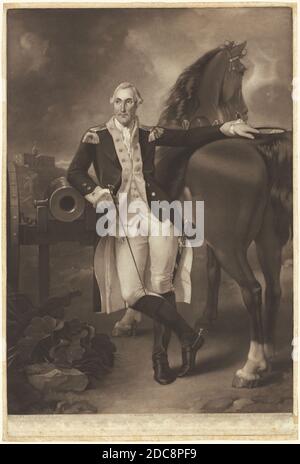 Valentine Green, (artist), British, 1739 - 1813, Thomas Stothard, (artist after), British, 1755 - 1834, Charles Willson Peale, (artist after), American, 1741 - 1827, George Washington, 1785, mezzotint, image: 50.17 × 35.24 cm (19 3/4 × 13 7/8 in.), sheet: 54.29 × 36.51 cm (21 3/8 × 14 3/8 in Stock Photo