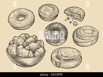 Homemade baking sketch. Bakery, food concept vintage vector illustration Stock Vector