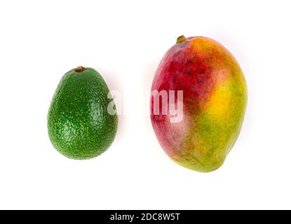Fresh mango and avocado isolated on a white background. Stock Photo