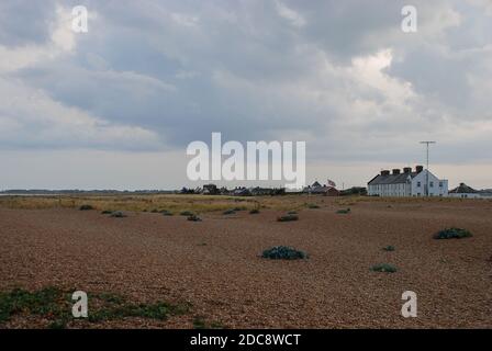 The isolated hamlet of Shingle Street on the Suffolk coast, UK Stock Photo