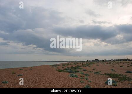 The isolated hamlet of Shingle Street on the Suffolk coast, UK Stock Photo