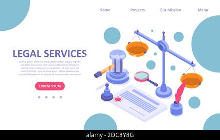 Vector landing page template of legal services Stock Vector