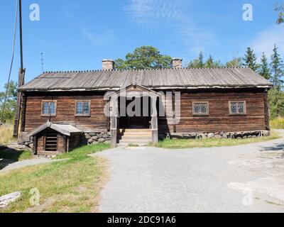 Skansen outdoor museum. Skansen is an ethnological open-air museum and zoological park located on the island of Djurgården in Stockholm. Founded in 18 Stock Photo