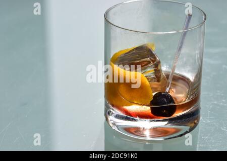 outdoor afternoon whiskey cocktail Stock Photo