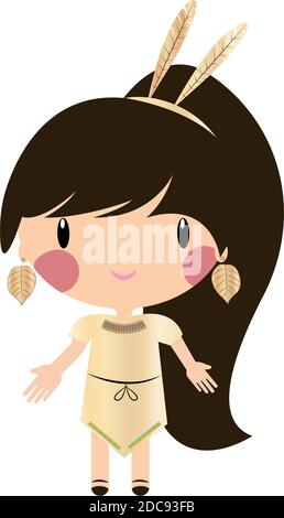 Cartoon of a indigenous girl Stock Vector