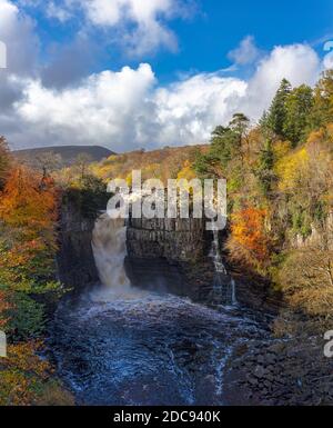 High Force waterfall in autumn, near Middleton in Teesdale, County Durham, England, United Kingdom Stock Photo