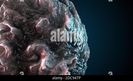 Computer generated oil sphere with curly shape. 3d render of abstract background with smoke texture Stock Photo