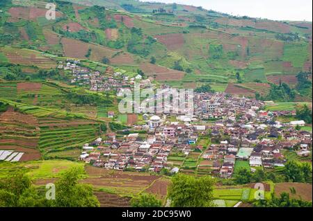 Wonosobo Town on the Slopes of Dieng Plateau Caldera, Central Java, Indonesia, Asia Stock Photo