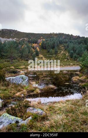 The mountains are reflected on the surface of the cold water of this lagoon. Stock Photo