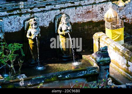 Two Stone Fountains at Pura Goa Gaja, Elephant Cave Temple, Bali, Indonesia, Asia Stock Photo