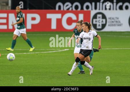 Ketlen (#17 Santos) and Katiuscia (#2 Corinthians) during the Campeonato  Paulista Feminino football match between Corinthians x Santos at Parque Sao  Jorge in Sao Paulo, Brazil. Richard Callis/SPP Credit: SPP Sport Press