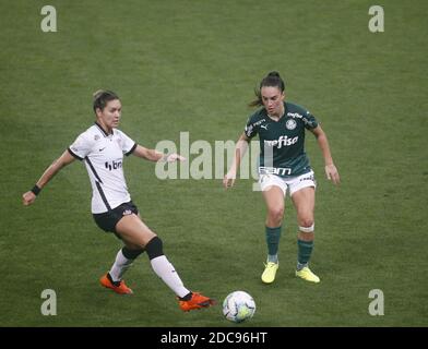 Ketlen (#17 Santos) and Katiuscia (#2 Corinthians) during the Campeonato  Paulista Feminino football match between Corinthians x Santos at Parque Sao  Jorge in Sao Paulo, Brazil. Richard Callis/SPP Credit: SPP Sport Press