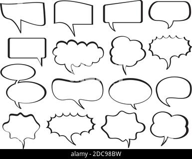 A set of comic speech balloons on white background. Vector Illustration. Stock Vector