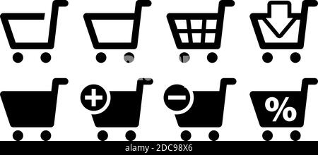 Different simple shopping cart icons and buy symbols for web buttons Stock Vector