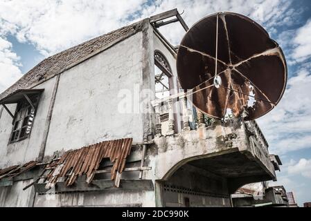 Ruins of Guru Kinayan Village, destroyed by the eruption of Sinabung Volcano, Berastagi (Brastagi), North Sumatra, Indonesia, Asia Stock Photo