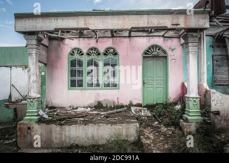 Ruins of Guru Kinayan Village, destroyed by the eruption of Sinabung Volcano, Berastagi (Brastagi), North Sumatra, Indonesia, Asia Stock Photo