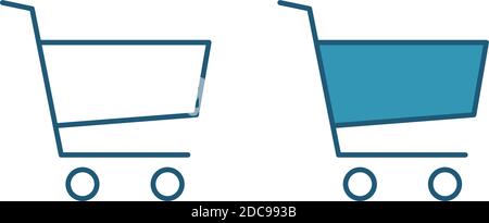 Full and empty thin line shopping cart icon and buy symbol for web buttons Stock Vector
