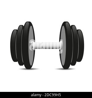 Black Dumbell isolated on white Stock Vector