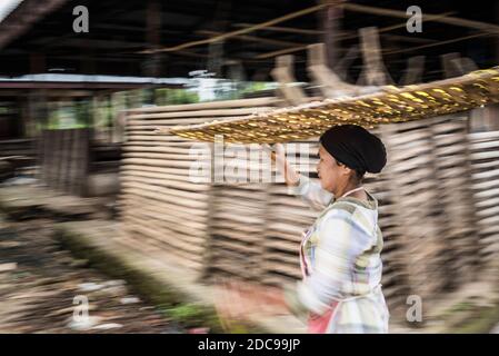 Krupuk (Kroepoek) production, Bukittinggi, West Sumatra, Indonesia, Asia Stock Photo