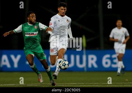 Velsen Netherlands November 19 Sebastian Soto Of Telstar Surmeli Kursad Of Fc Dordrecht During The Dutch Keukenkampioendivisie Match Between Telstar And Dordrecht At Rabobank Ijmond Stadium On November 19 2020 In