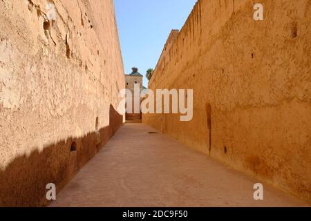 Morocco Marrakesh - El Badii Palace orange orange walls Stock Photo
