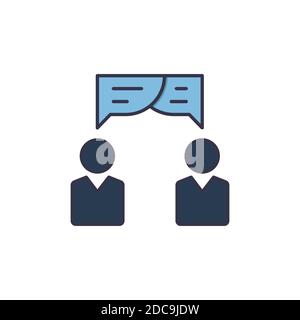 Collaboration, conversation icon, color, line, outline vector sign, linear style pictogram isolated on white. Symbol, logo illustration. Editable stro Stock Vector