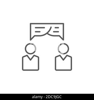 Collaboration, conversation icon, color, line, outline vector sign, linear style pictogram isolated on white. Symbol, logo illustration. Editable stro Stock Vector