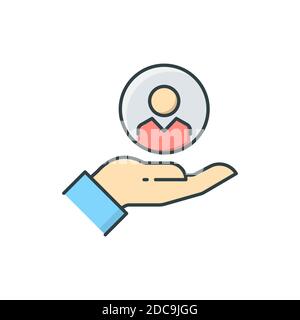 Customer care icon. Customer Retention Patient assistance icon. Service support icon, color, line, outline vector sign, linear style pictogram isolate Stock Vector