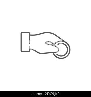 Donation hand with money icon, color, line, outline vector sign, linear style pictogram isolated on white. Symbol, logo illustration. Editable stroke. Stock Vector