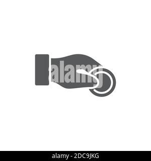 Donation hand with money icon, color, line, outline vector sign, linear style pictogram isolated on white. Symbol, logo illustration. Editable stroke. Stock Vector