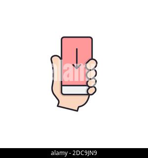 Download smartphone icon, color, line, outline vector sign, linear style pictogram isolated on white. Symbol, logo illustration. Editable stroke. Pixe Stock Vector