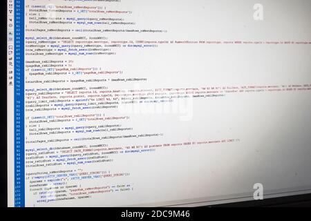 Computer screen showing website code Stock Photo