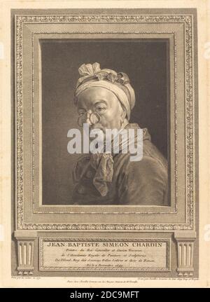 Juste Chevillet, (artist), French, 1729 - 1790, Jean Siméon Chardin, (artist after), French, 1699 - 1779, Jean Baptiste Simeon Chardin, engraving and etching Stock Photo