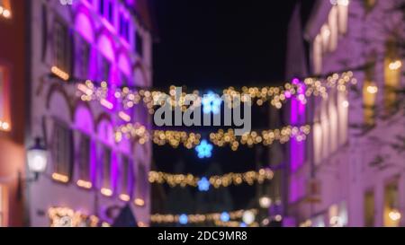 blured light of christmas decoration in street of warendorf Stock Photo