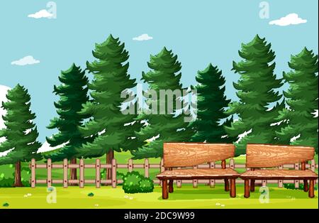 Nature park picnic empty scene illustration Stock Vector